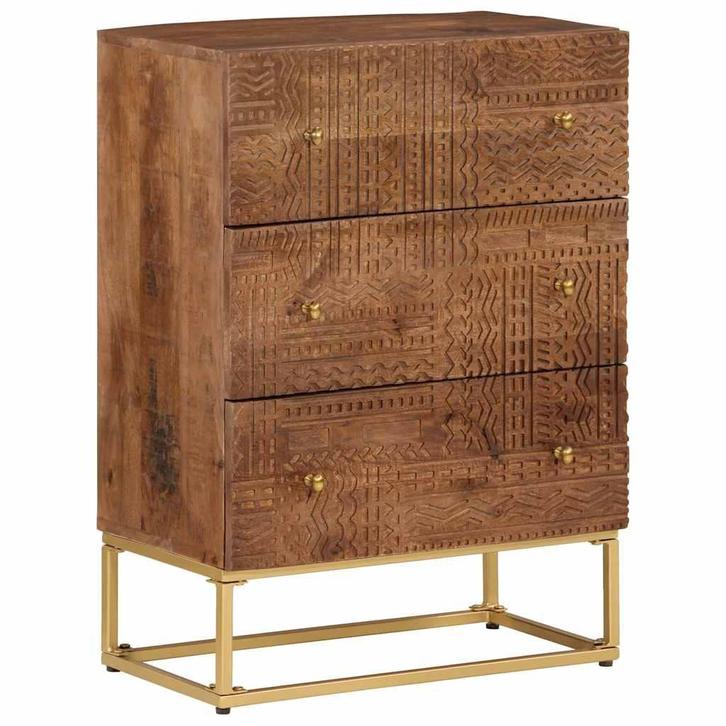 vidaXL Ladekastje 55x30x76 cm massief mangohout en ijzer, Huis en Inrichting, Woonaccessoires | Cd- en Dvd-rekken, Nieuw, Verzenden