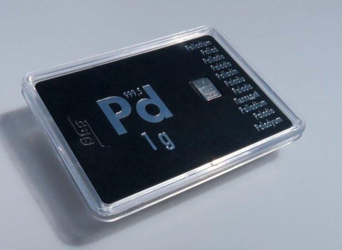 1 gram - Palladium - In een internationale blister (Zonder, Postzegels en Munten, Edelmetalen en Baren