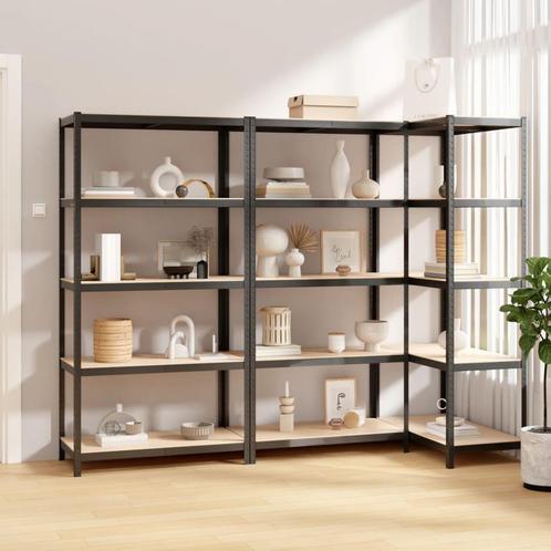 vidaXL Opbergrek 5-laags 3 st staal & bewerkt hout, Huis en Inrichting, Kasten | Stellingkasten, Nieuw, Verzenden