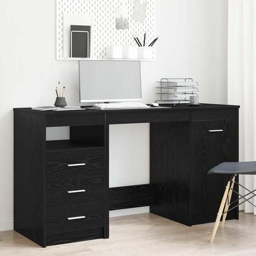 vidaXL Bureau met lade Zwart eiken 140 x 50 x 76 cm Bewerkt, Huis en Inrichting, Bureaus, Nieuw, Verzenden