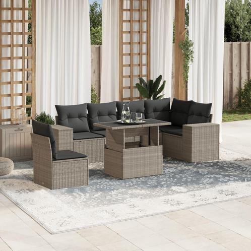 vidaXL Salon de jardin avec coussins 7 pcs gris clair, Jardin & Terrasse, Ensembles de jardin, Salons de jardin, Neuf, Envoi