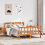 vidaXL Bedframe met hoofdbord massief grenenhout wasbruin, Verzenden