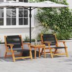 vidaXL Tuinstoelen en Tafel - 3 stuks - Zwart - Massief, Tuin en Terras, Tuinstoelen, Verzenden, Nieuw