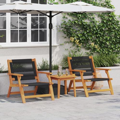 vidaXL Tuinstoelen en Tafel - 3 stuks - Zwart - Massief, Tuin en Terras, Tuinstoelen, Nieuw, Verzenden