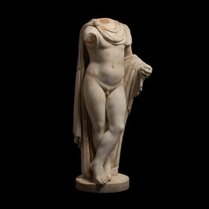 Oud-Romeins of later Marmer Beeldhouwwerk van een jonge man., Verzamelen, Mineralen en Fossielen