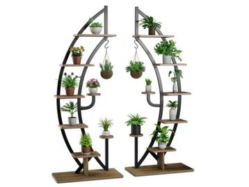 Twee 7-Lagen Hoge Metalen Plantenrek Gebogen Halve Maan Vorm, Huis en Inrichting, Verzenden, Nieuw