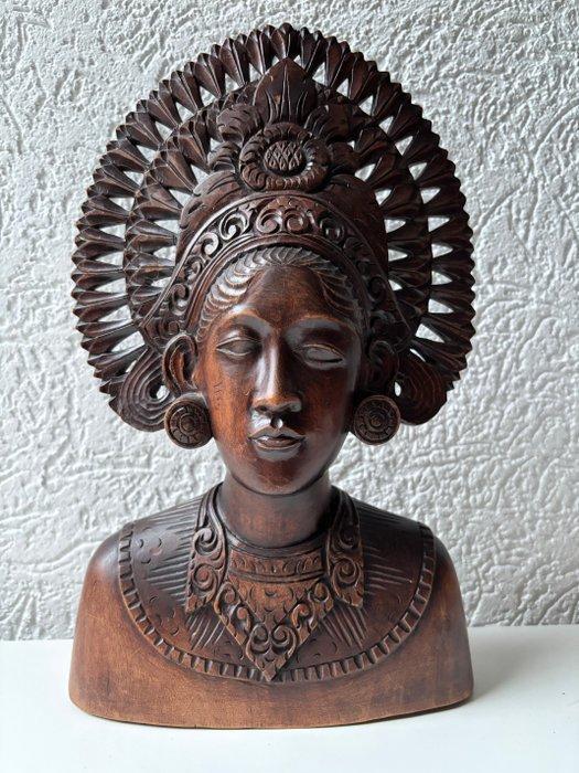 Set traditional hand-carved Balinese dancer busts -, Antiek en Kunst, Kunst | Niet-Westerse kunst