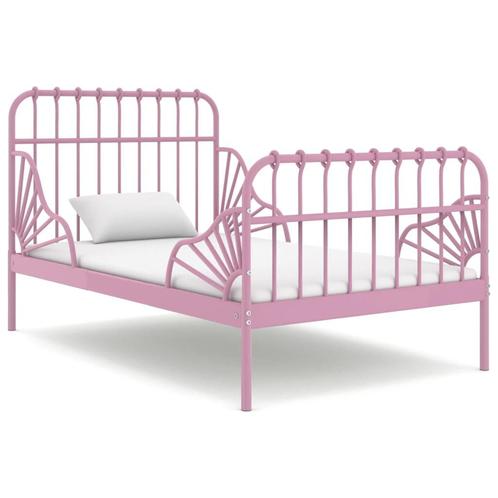 vidaXL Bedframe verlengbaar metaal roze 80x130/200 cm, Maison & Meubles, Chambre à coucher | Lits, Envoi