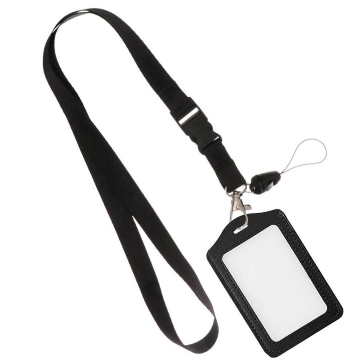 Fako Bijoux - Zwart Keycord + Badgehouder Kunstleer -, Collections, Porte-clés, Envoi