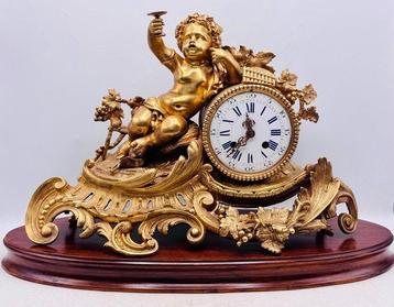 Klok - Japy Freres & Son Neoklassiek Brons, Hout - 1850-1900
