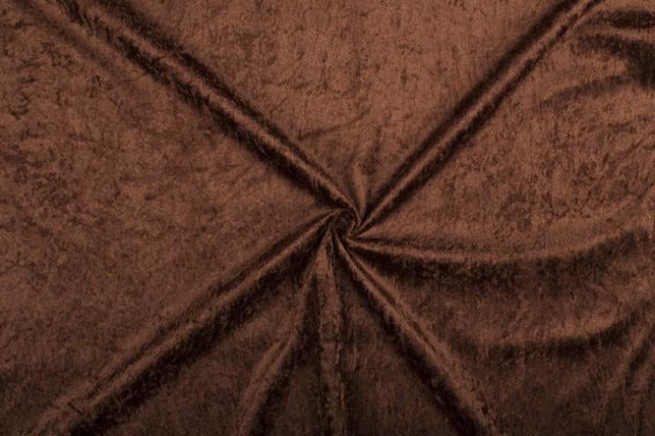 Crushed velvet donkerbruin stof - 10m rol - Velours stretch, Hobby en Vrije tijd, Stoffen en Lappen, Verzenden