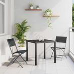 vidaXL Tuin Eettafel Set 3 pcs Zwart Textilene en staal, Tuin en Terras, Verzenden, Nieuw