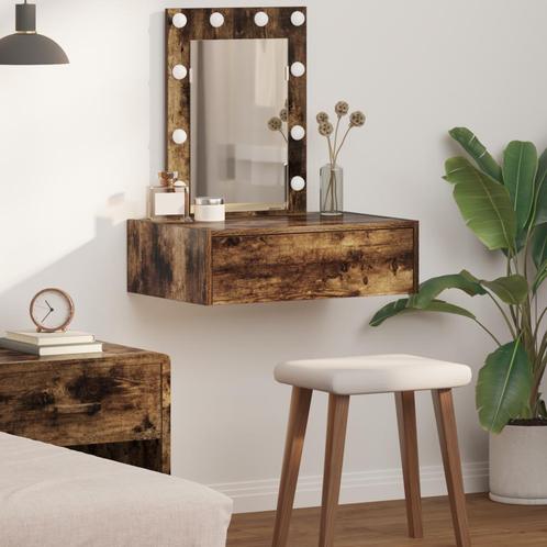 vidaXL Wandkast Make-up Tafel met LED Verlichting in Rook, Huis en Inrichting, Tafels | Kaptafels, Nieuw, Verzenden
