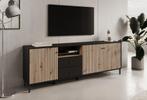 TV-Meubel zwart eiken 208x40x74 | Industrieel | 2 lades, Overige materialen, Verzenden, Nieuw, 200 cm of meer