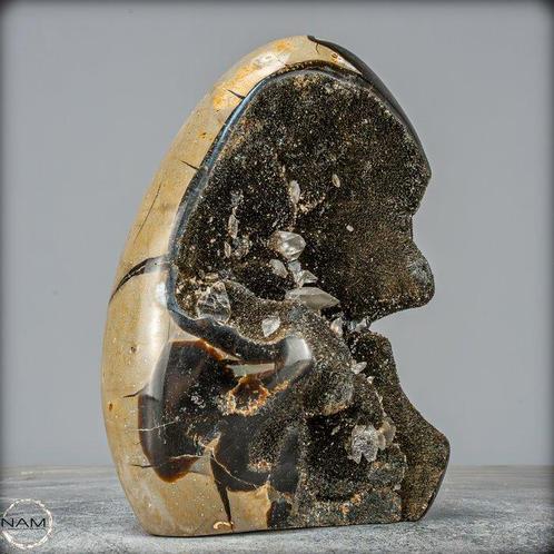Mooie natuurlijke septarische geode Met calcietkristallen-, Verzamelen, Mineralen en Fossielen