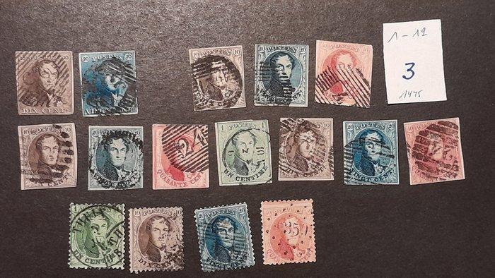 België 1849/1863 - Alle épauletten en médaillons van Leopold, Postzegels en Munten, Postzegels | Europa | België