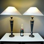 Tafellamp (2) - Lange chique stijl - Hout, Stof