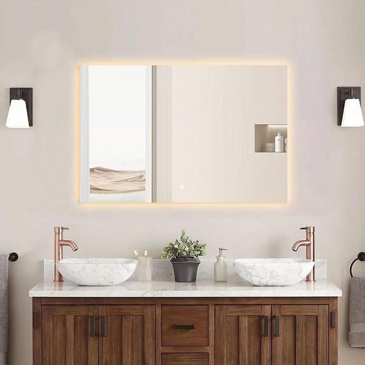 LED Spiegel 80x60cm | Dimbaar 3000-6000K | Verwarmd & Touch, Huis en Inrichting, Woonaccessoires | Spiegels, Nieuw, Verzenden