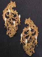 Wandkandelaar (2) - Verguld hout - Paar wandlampen Firenze, Antiek en Kunst