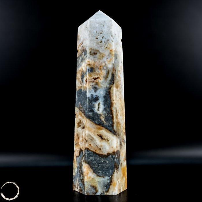 Indonesisch agaat-obelisk met natuurlijke drusen – aardse, Verzamelen, Mineralen en Fossielen