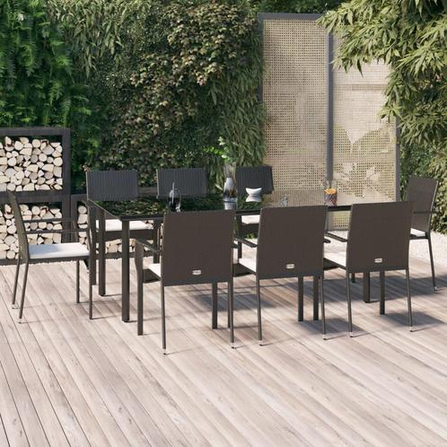 vidaXL 9-delige Tuinset poly rattan zwart, Tuin en Terras, Tuinsets en Loungesets, Tuinset, Nieuw, Verzenden