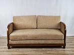 Sofa - Art Deco slaapbank in wortelnotenhout en stof -