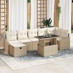vidaXL Tuinbank Set met kussen met opslag 8 pcs Beige Poly, Tuin en Terras, Verzenden, Nieuw