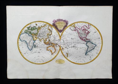 World Map - Wereldkaart in halfronden; Pierre M. Lapie /, Boeken, Atlassen en Landkaarten
