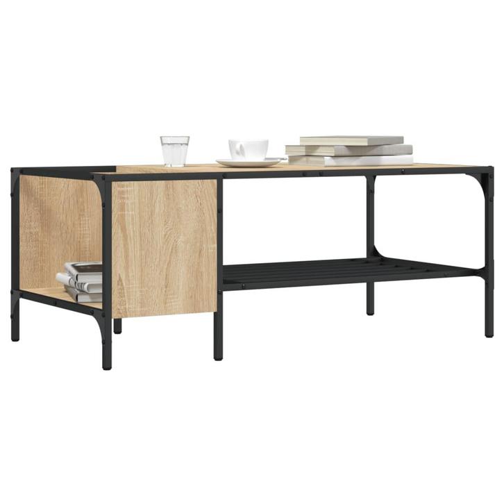 vidaXL Salontafel met rek 100x51x40 cm bewerkt hout sonoma, Huis en Inrichting, Tafels | Salontafels, Nieuw, Verzenden