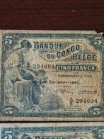 Congo belge. - 2 x 5 francs 1947 and 1949 - Pick 13Ad and