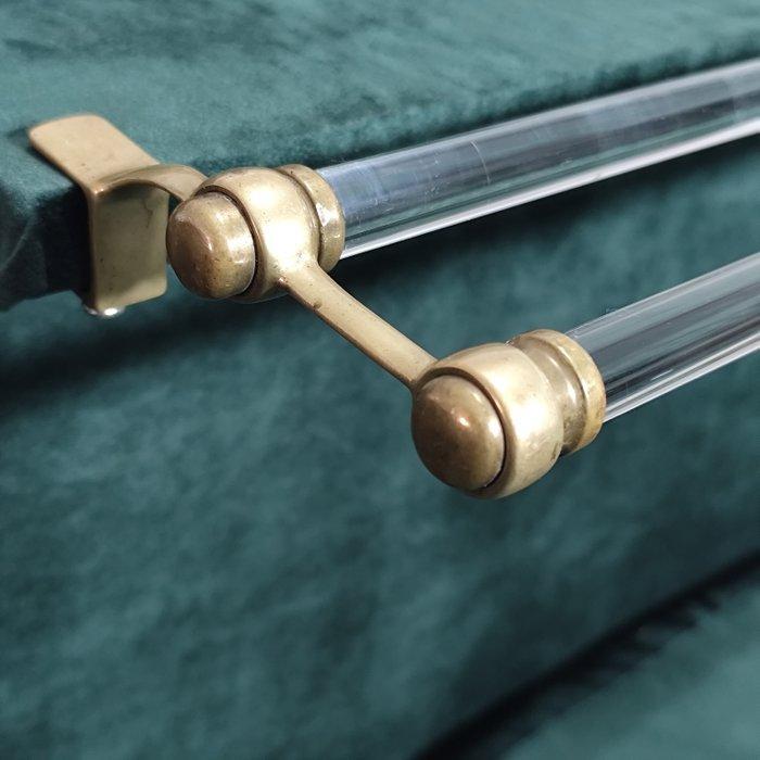 Rek - Messing, Glas - Art Deco handdoekrek, Antiek en Kunst, Curiosa en Brocante