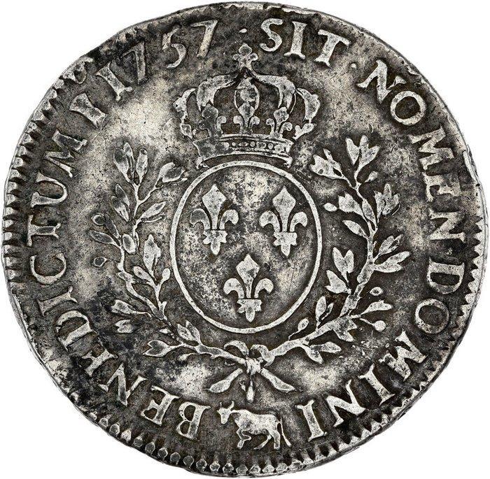 Frankrijk. Louis XV (1715-1774). Ecu 1757, Pau (Zonder, Postzegels en Munten, Munten | Europa | Euromunten