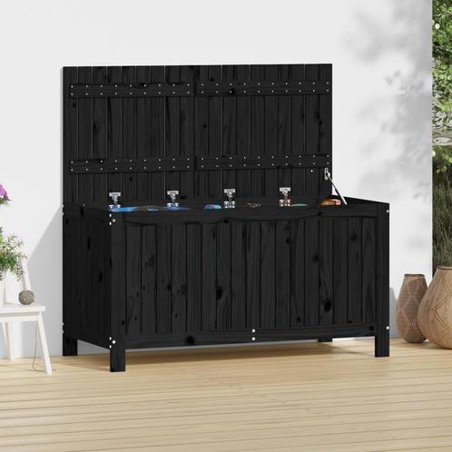 vidaXL Tuinbox 121x55x64 cm massief grenenhout zwart, Tuin en Terras, Bergingen en Tuinkasten, Nieuw, Verzenden