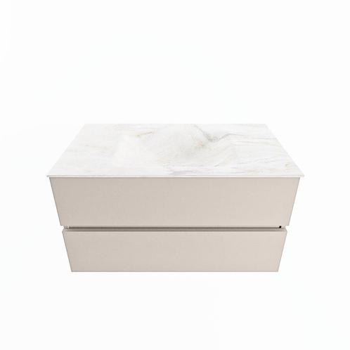 MONDIAZ VICA-DLUX 90cm badmeubel onderkast Linen 2 lades., Doe-het-zelf en Bouw, Sanitair, Overige typen, Nieuw, Ophalen of Verzenden