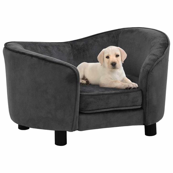 vidaXL Hondenbank 69x49x40 cm pluche donkergrijs, Dieren en Toebehoren, Honden-accessoires, Nieuw, Verzenden