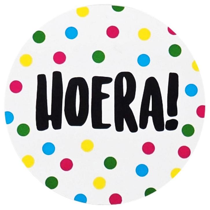 Fako Bijoux - 30x Sticker Hoera! - Gekleurde Stippen -, Hobby en Vrije tijd, Stickers en Plaatjes, Verzenden
