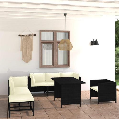 vidaXL 8-delige Loungeset met kussens poly rattan zwart, Tuin en Terras, Tuinsets en Loungesets, Loungeset, Nieuw, Verzenden