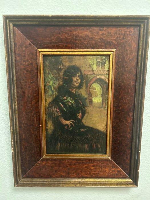 Spaanse school (XX) - Retrato de mujer granadina, Antiek en Kunst, Kunst | Schilderijen | Klassiek