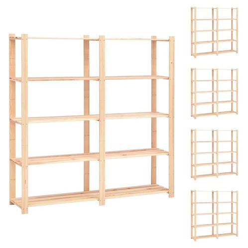 vidaXL Opbergrekken 5-laags 5 st 170x38x170 cm grenenhout, Huis en Inrichting, Kasten | Stellingkasten, Nieuw, Verzenden