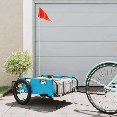 vidaXL Fietstrailer oxford stof en ijzer blauw, Fietsen en Brommers, Fietsaccessoires | Aanhangwagens en Karren, Nieuw, Verzenden