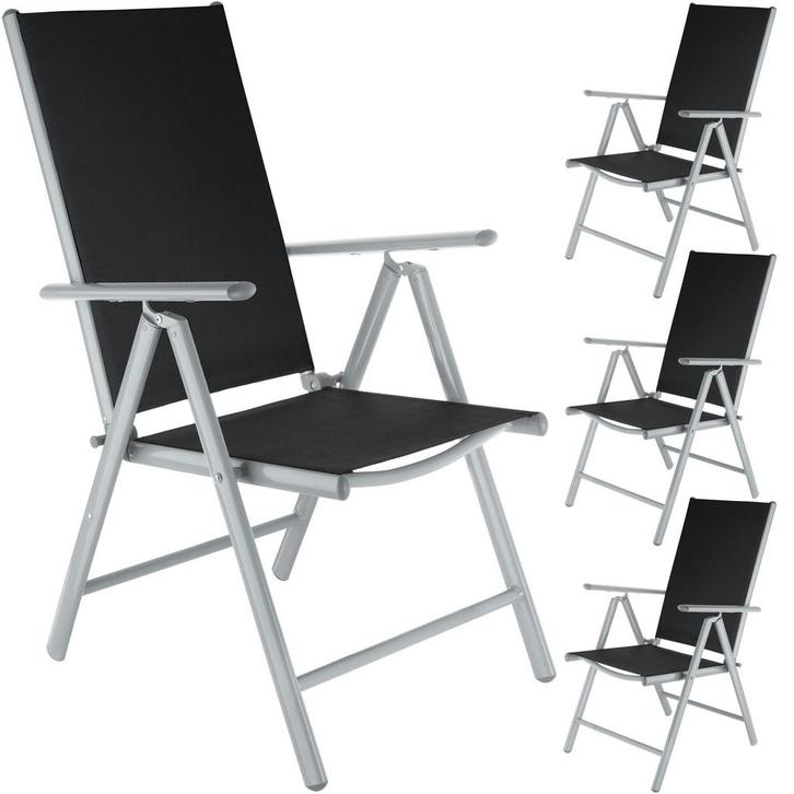 tectake Aluminium tuinstoelen inklapbaar - zilver, Set van 4, Tuin en Terras, Overige Tuin en Terras, Verzenden