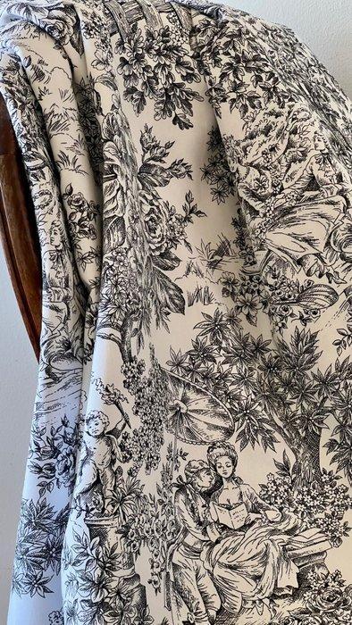Tissu double largeur toile de Jouy blanc et noir pour, Antiek en Kunst, Antiek | Tapijten, Tafelkleden en Textiel