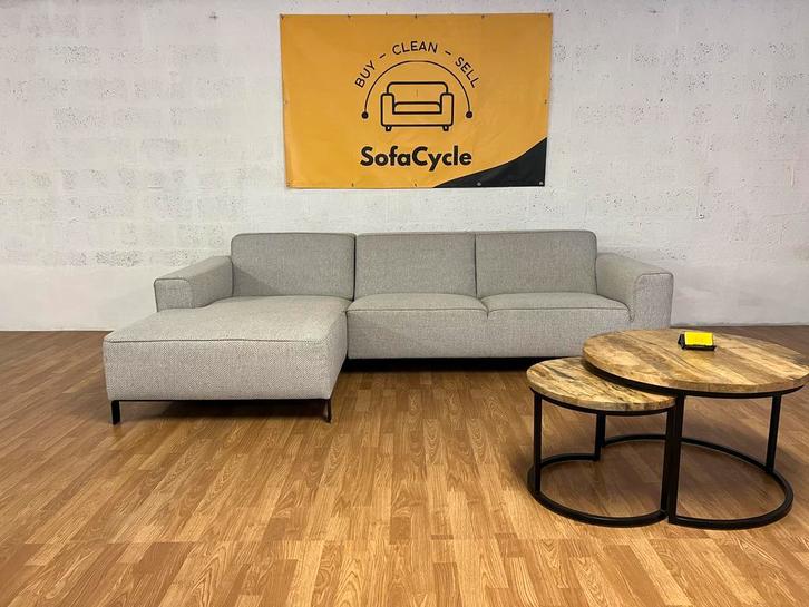 SofaCycle - Grijze 3-zit met chaise longue, Huis en Inrichting, Zetels | Complete zithoeken, Nieuw, Ophalen of Verzenden