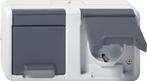 Prise Schuko Double Gira Avec Capot À Charnière IP44 Gris -, Bricolage & Construction, Verzenden