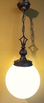 Lamp - Glas, metaal - Oude hanglamp, Antiek en Kunst