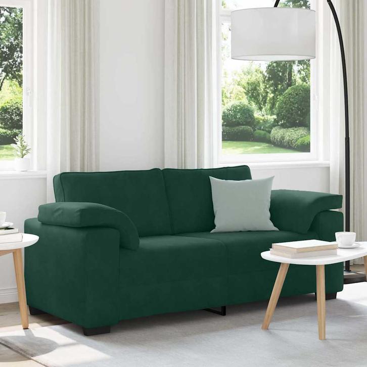vidaXL Loveseat Sofa Donkergroen 180x77x82 cm Fluweel, Maison & Meubles, Canapés | Salons, Envoi