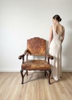 Fauteuil - Hout, IJzer, leer - Oude troon uit de 18e eeuw, Antiek en Kunst