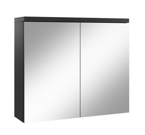 Badkamerkast Toledo 80 x 20 x 60 cm Zwart Spiegelkast, Huis en Inrichting, Badkamer | Badkamermeubels, Nieuw, Verzenden