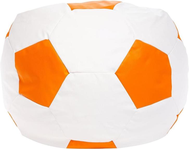 Stijlvolle voetbal zitzak - eco-leer - Ø 55 cm - oranje/w.., Huis en Inrichting, Zitzakken, Nieuw, Ophalen of Verzenden
