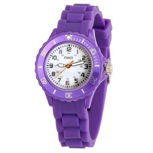 Fako® - Kinderhorloge - Siliconen - Classic - Paars, Handtassen en Accessoires, Horloges | Kinderen, Verzenden